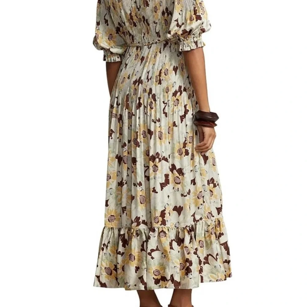 Polo Ralph Lauren Floral Maxi Dress in Cream and Brown - Picture 3 of 9